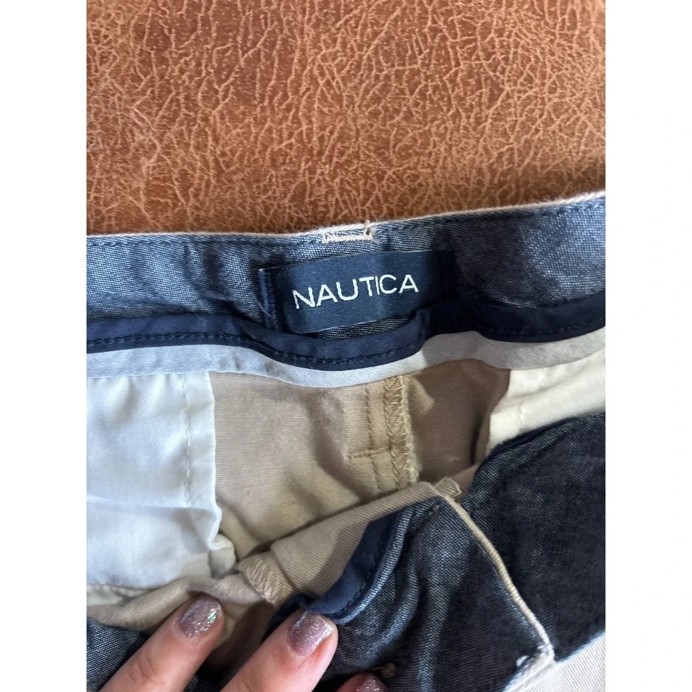 Nautica Mens Deck Shorts Classic Fit Stretch Khaki Size 38